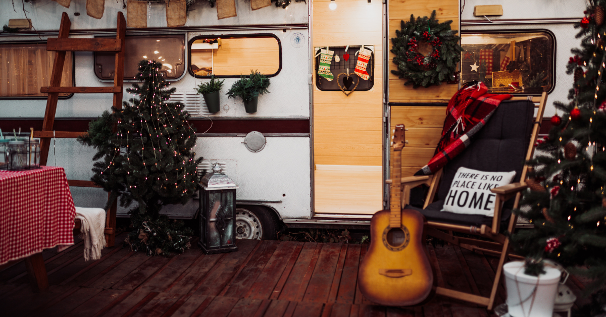 Christmas decorations on an RV